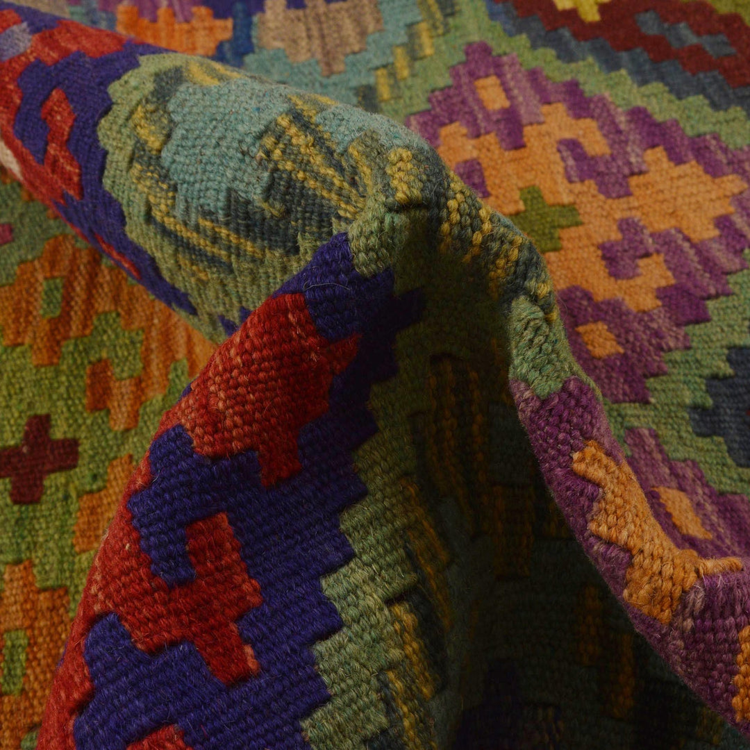 Hand Knotted Afghan Style Kilim Runner 2' 9"x 6' 6" - No. AL32572