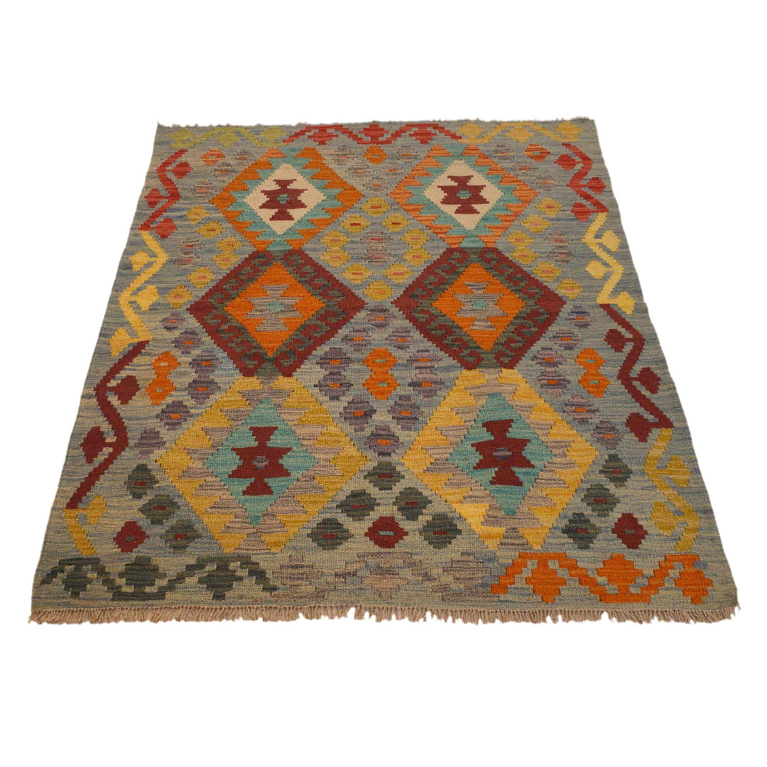 Handmade Turkish Design Wool Kilim 3' 4" x 4' 9" - No. AL82252