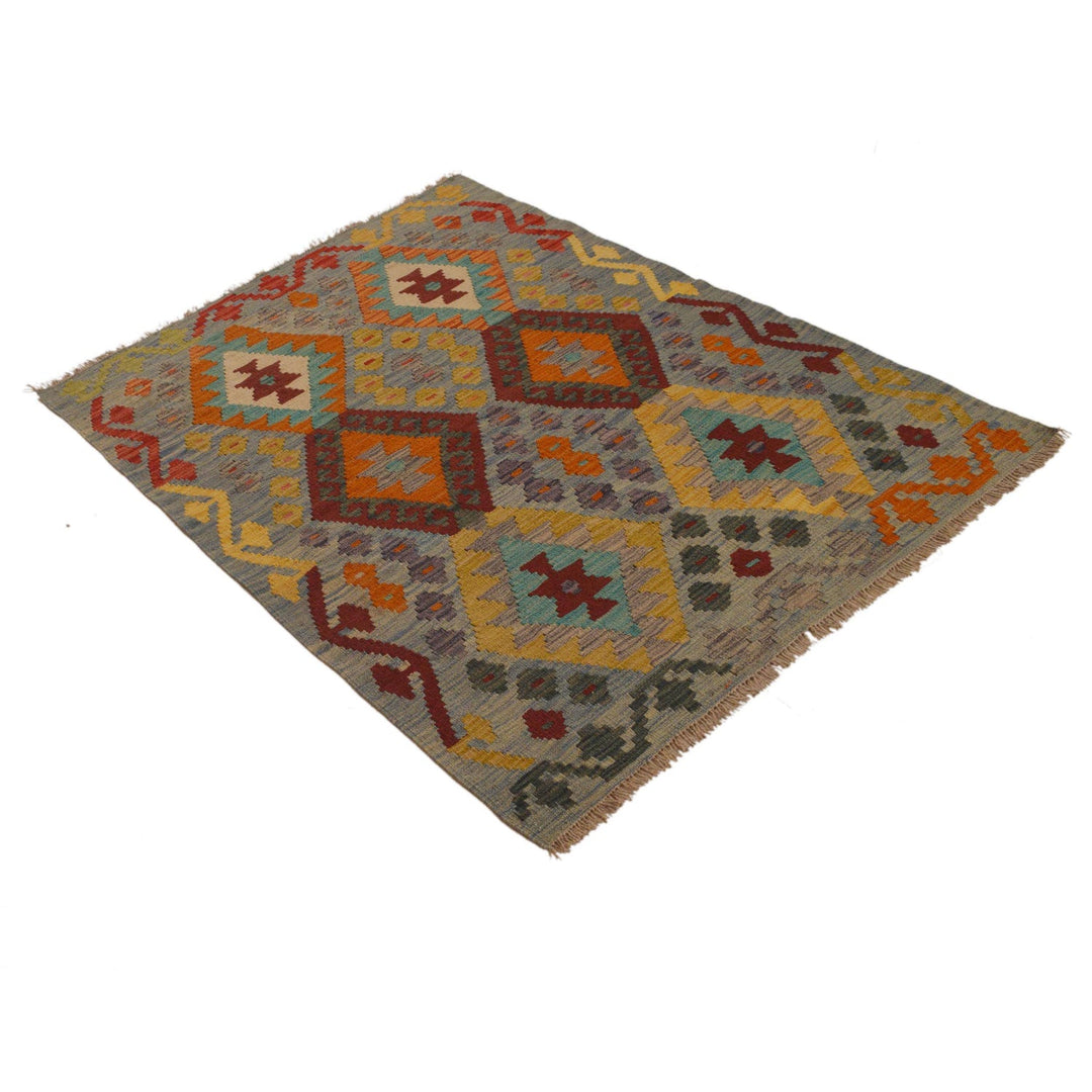 Handmade Turkish Design Wool Kilim 3' 4" x 4' 9" - No. AL82252