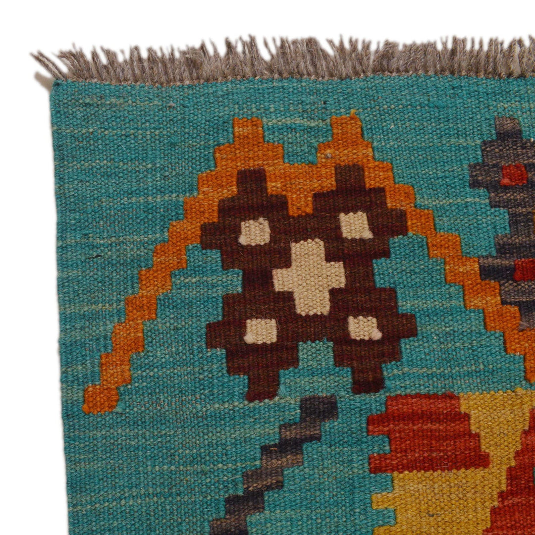 Handmade Turkish Design Wool Kilim Runner 2' 10" x 9' 9" - No. AL64287