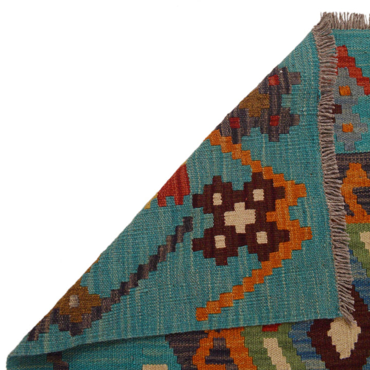 Handmade Turkish Design Wool Kilim Runner 2' 10" x 9' 9" - No. AL64287