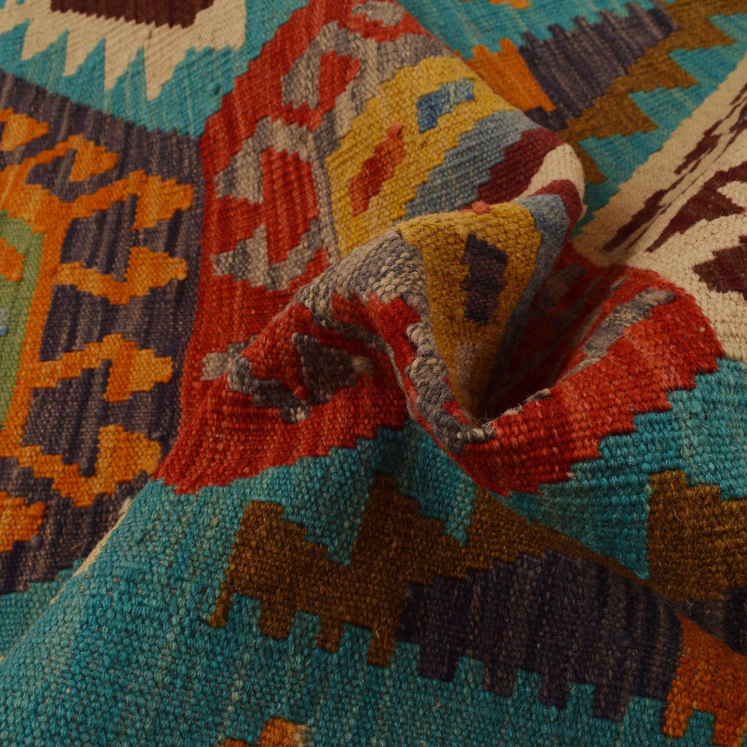 Handmade Turkish Design Wool Kilim Runner 2' 10" x 9' 9" - No. AL64287