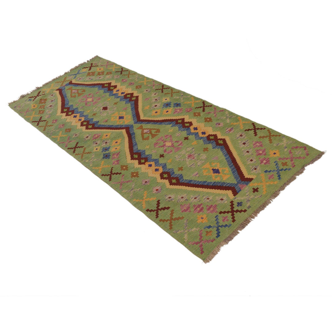 Hand Woven Wool Kelim Runner 2' 9"x 6' 3" - No. AL95537