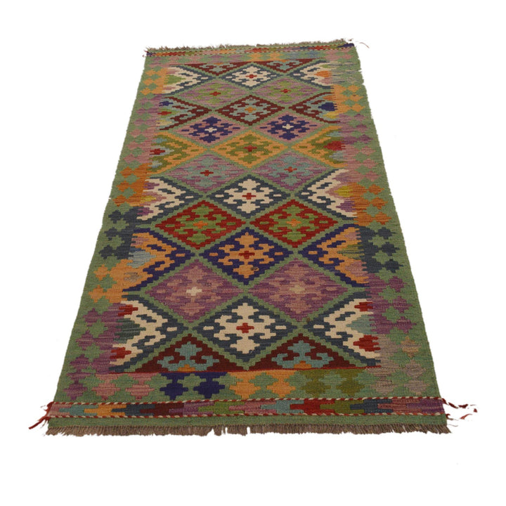 Handmade Turkish Design Wool Kilim Runner 2' 9"x 6' 7" - No. AL36212