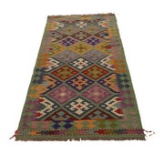 Handmade Turkish Design Wool Kilim Runner 2' 9"x 6' 7" - No. AL36212