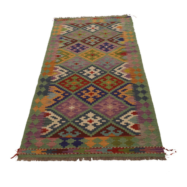 Handmade Turkish Design Wool Kilim Runner 2' 9"x 6' 7" - No. AL36212