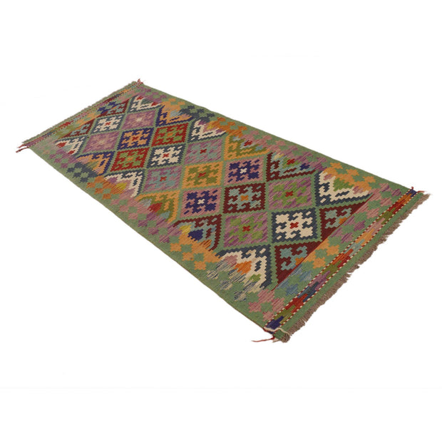 Handmade Turkish Design Wool Kilim Runner 2' 9"x 6' 7" - No. AL36212