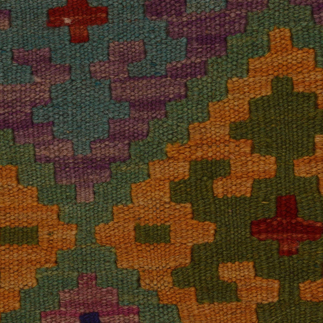 Handmade Turkish Design Wool Kilim Runner 2' 9"x 6' 7" - No. AL36212