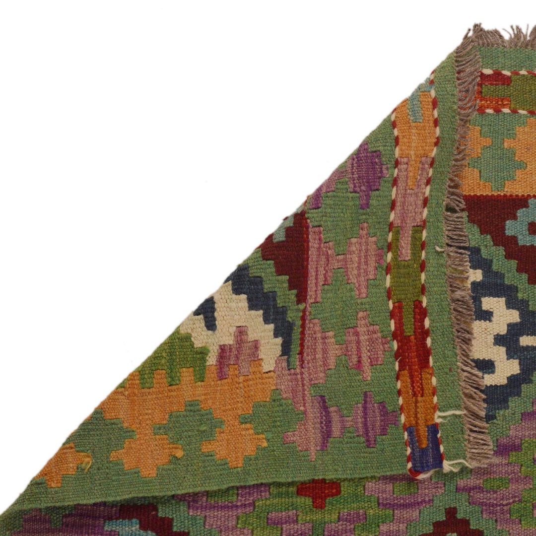 Handmade Turkish Design Wool Kilim Runner 2' 9"x 6' 7" - No. AL36212