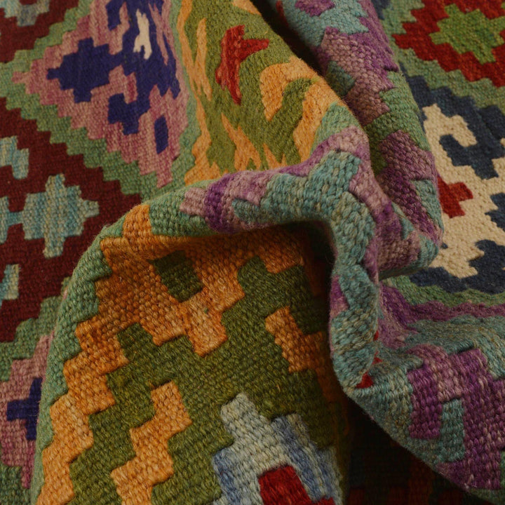 Handmade Turkish Design Wool Kilim Runner 2' 9"x 6' 7" - No. AL36212