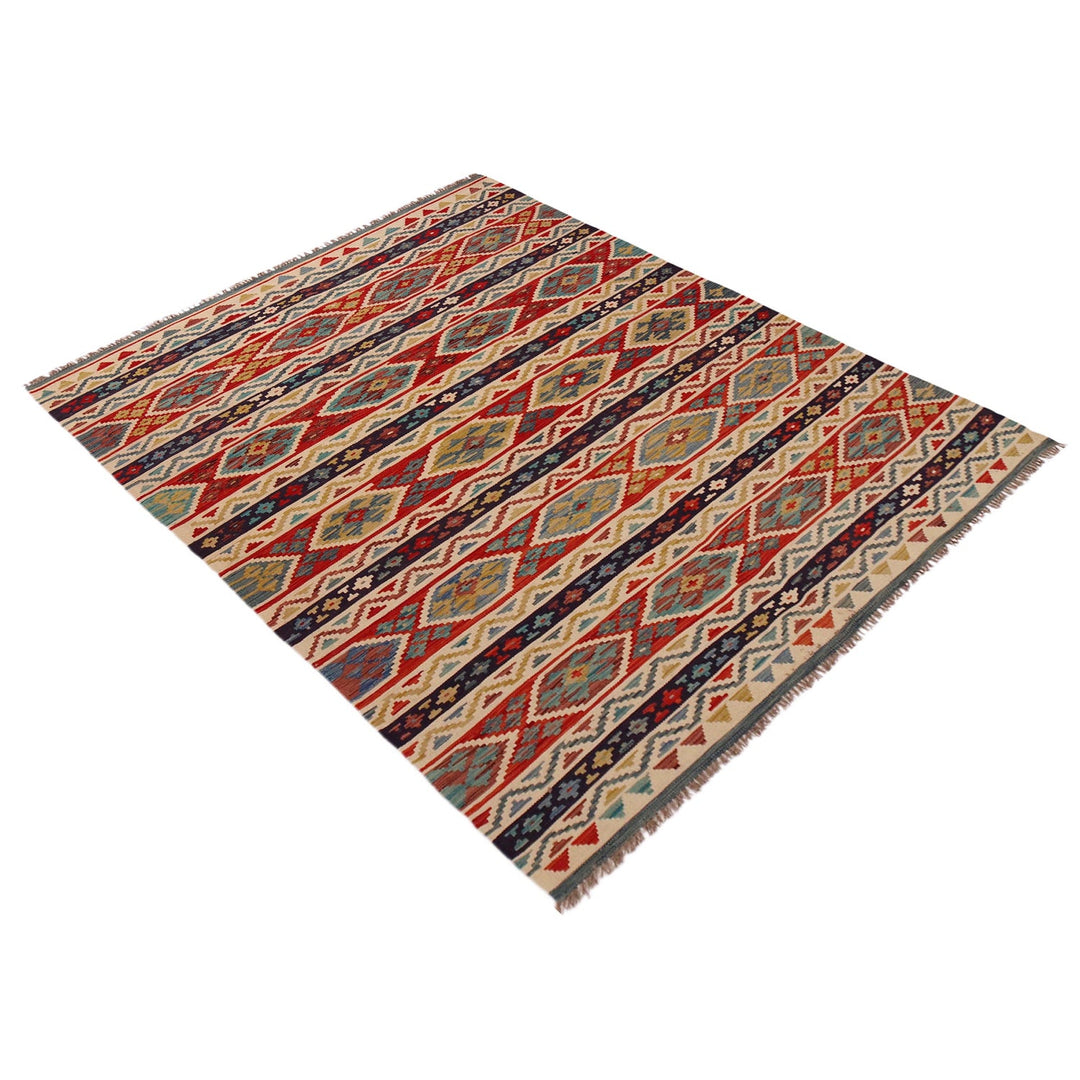 Multi Color ful Flat-Weave Wool Kilim 5' 9" x 8' 0" - No. AL70346