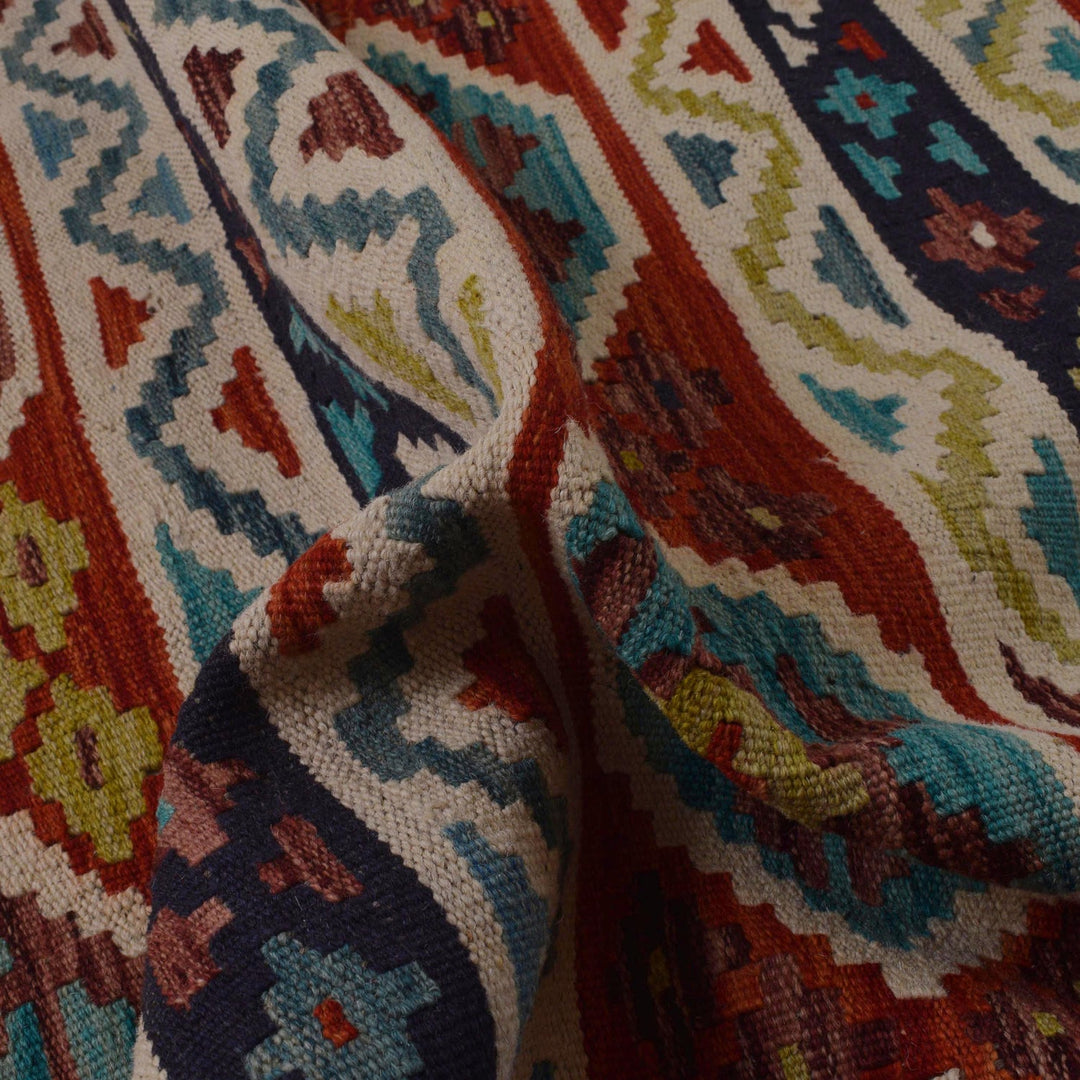 Multi Color ful Flat-Weave Wool Kilim 5' 9" x 8' 0" - No. AL70346