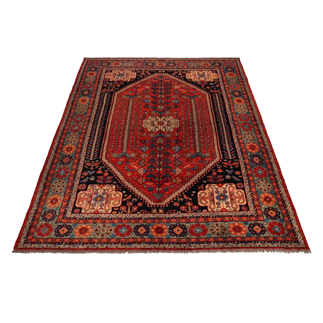 Afghan Shirazi Rug 8' 3" x 11' 2" Hand-Knotted detail