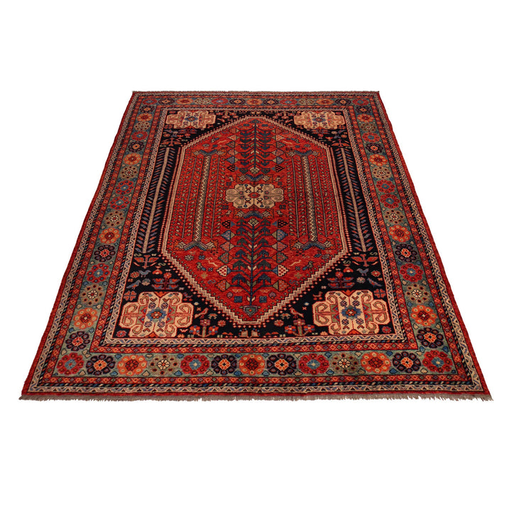 Afghan Shirazi Rug 8' 3" x 11' 2" Hand-Knotted detail