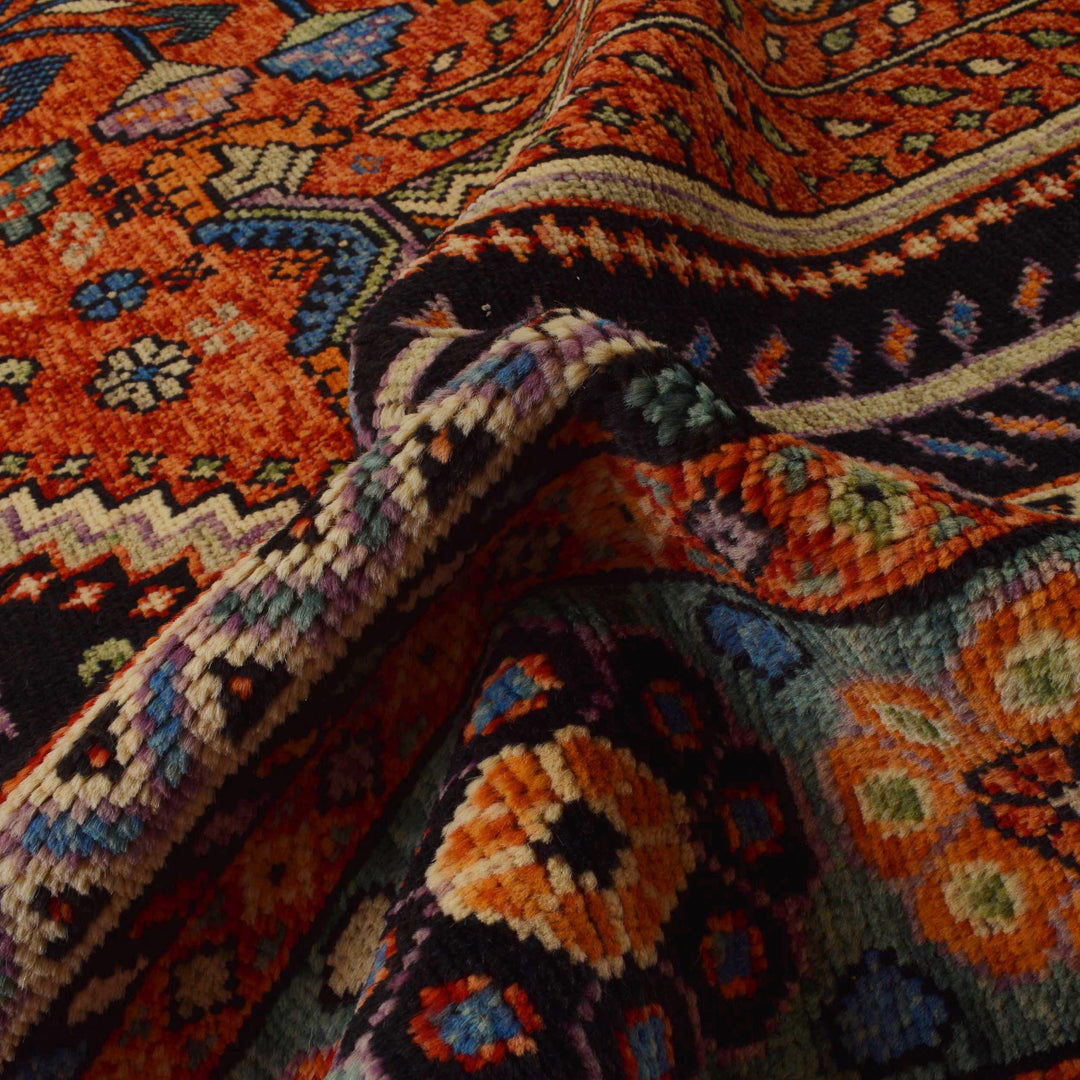 Afghan Shirazi Rug 8' 3" x 11' 2" Hand-Knotted reverse