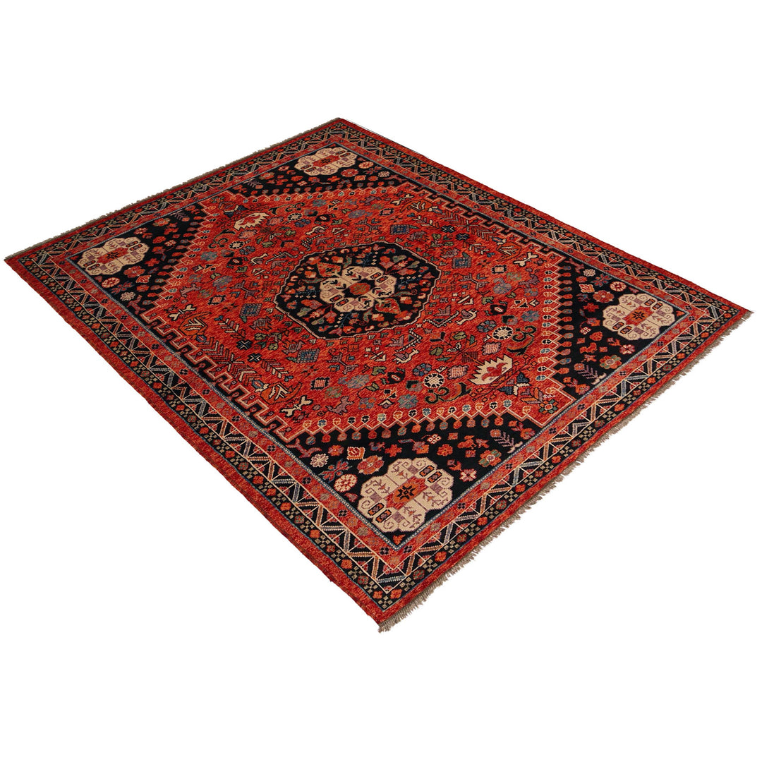 Red Afghan Shirazi Rug 6'8" x 9'8" Hand-Knotted view