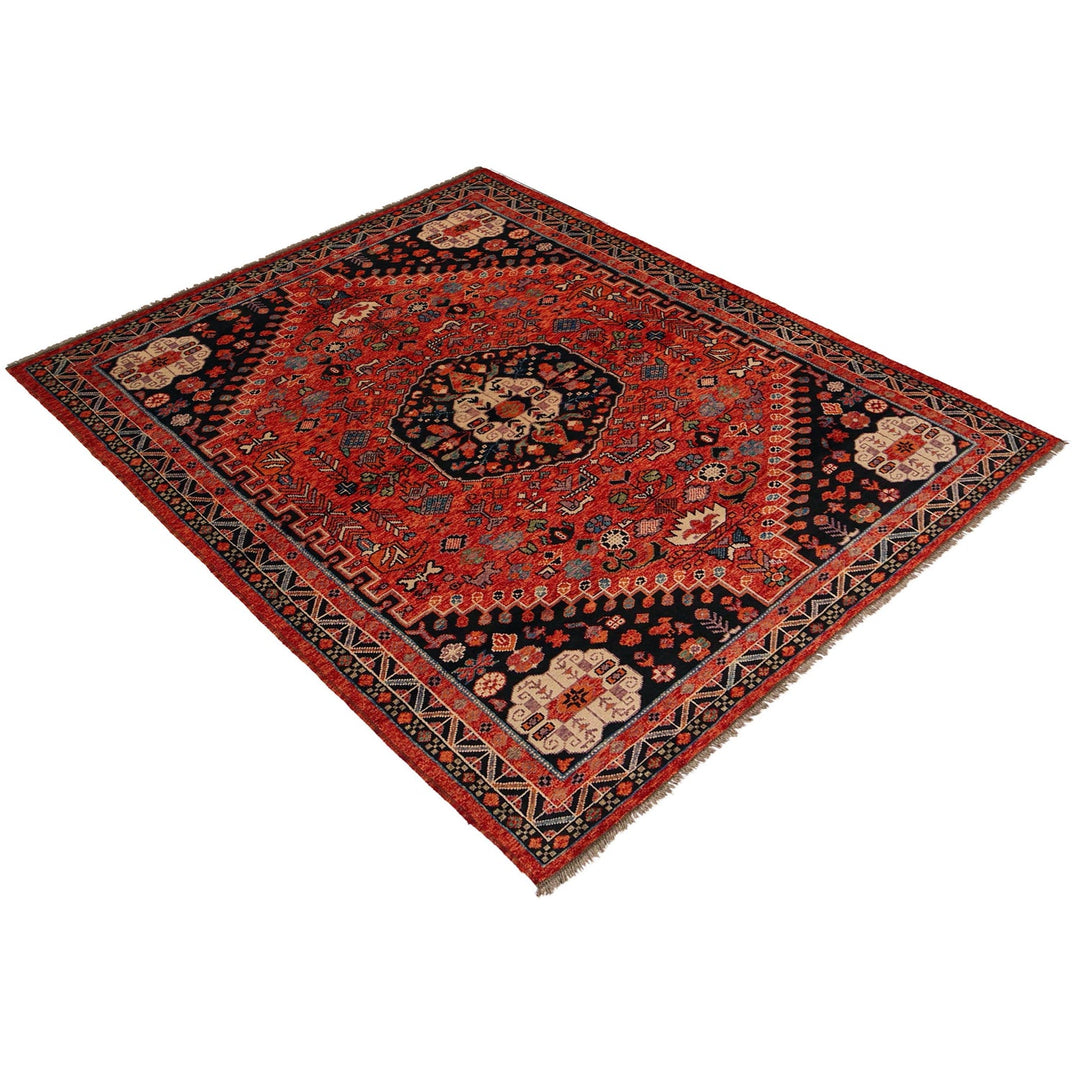 Red Afghan Shirazi Rug 6' 8" x 9' 8" Hand-Knotted view