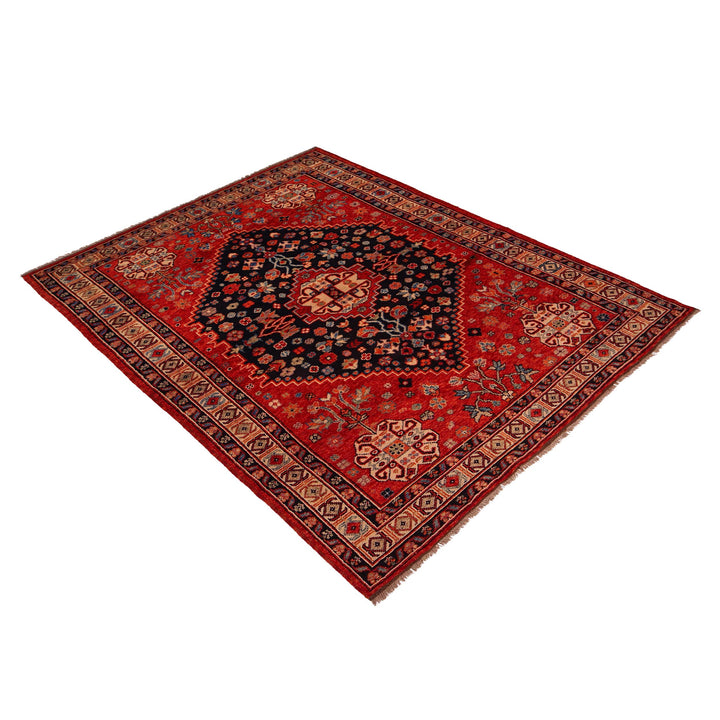 Red Afghan Shirazi Rug 6'7" x 9'8" Hand-Knotted view