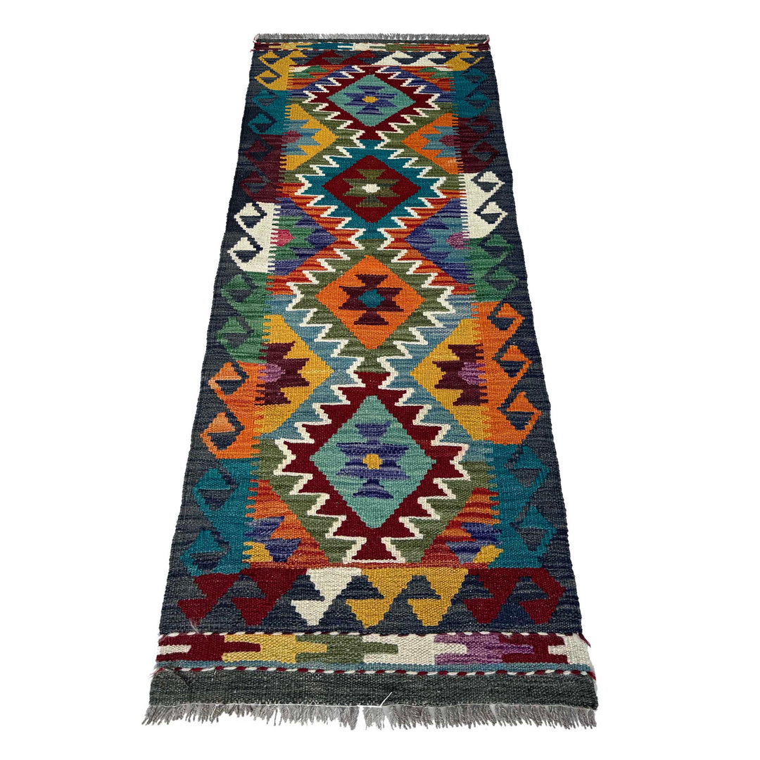 Afghan Vegetable Kilim Rug 1' 8" x 4' 10" Flat-Weave detail