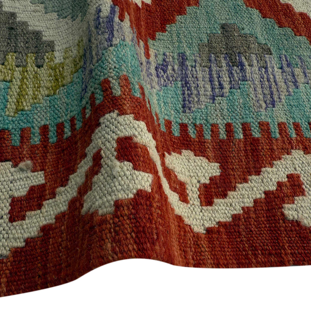 Afghan Vegetable Kilim Rug 4' 11" x 6' 8" Flat-Weave field