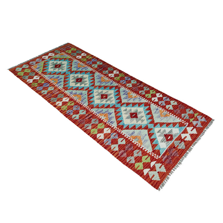 Afghan Vegetable Kilim Rug 2' 5" x 6' 6" Flat-Weave close-up