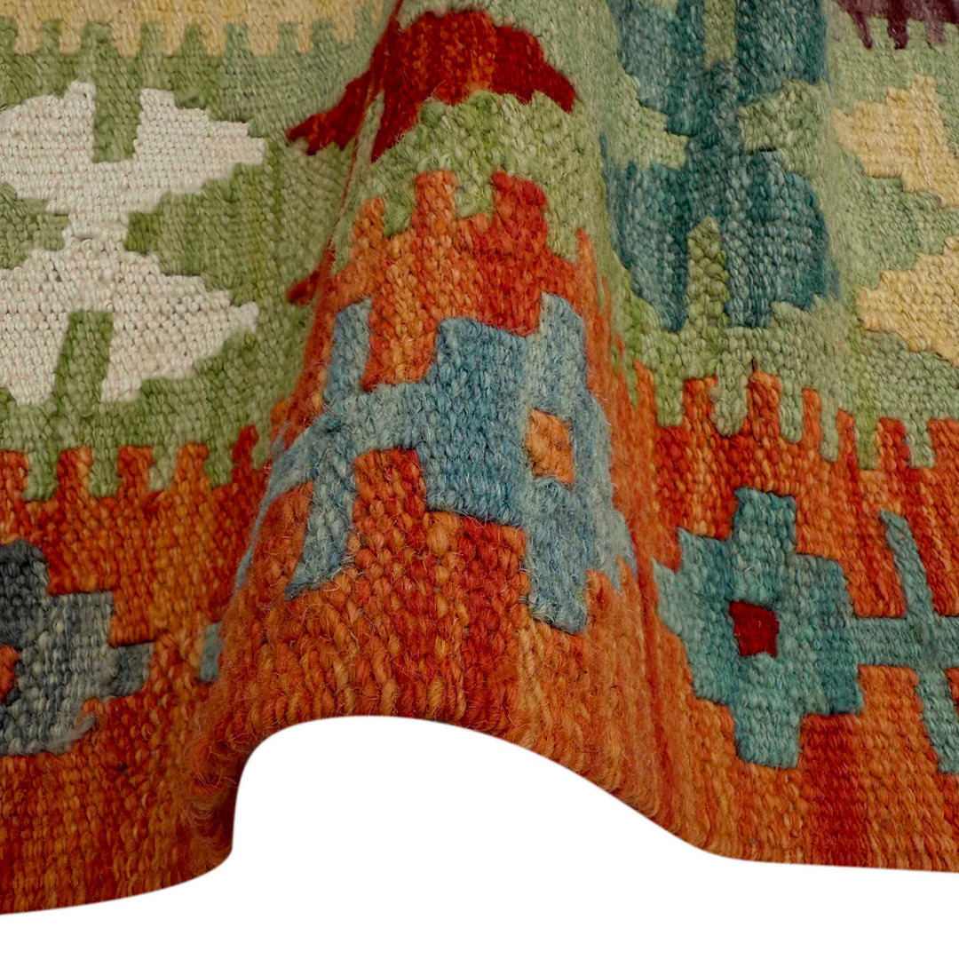 Afghan Vegetable Kilim Rug 6' 8" x 9' 3" Flat-Weave field