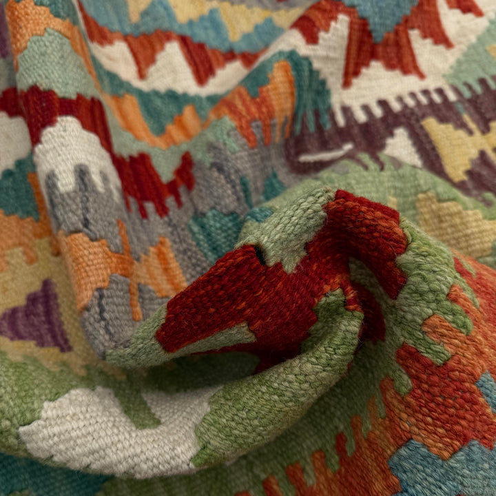 Afghan Vegetable Kilim Rug 6' 8" x 9' 3" Flat-Weave texture