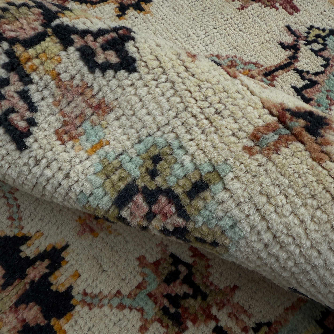 Beige Afghan Oushak Rug 3' 11" x 5' 9" Hand-Knotted field