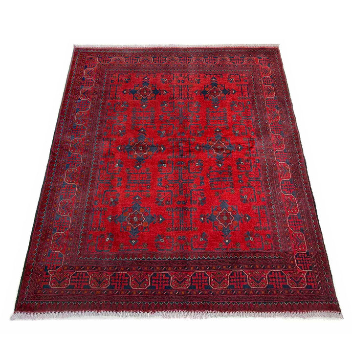 Red Afghan Khal Mohammadi Rug 5' 3" x 6' 10" Hand-Knotted detail