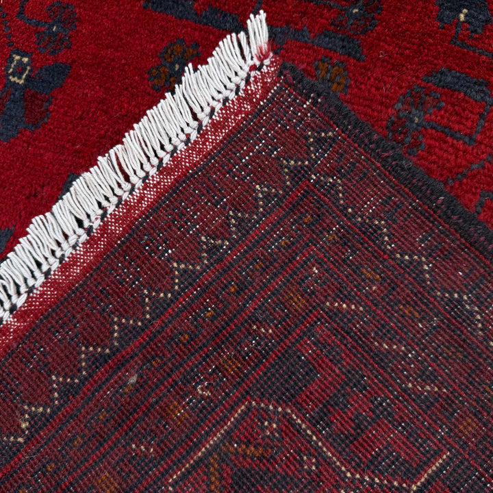 Red Afghan Khal Mohammadi Rug 5' 3" x 6' 10" Hand-Knotted border