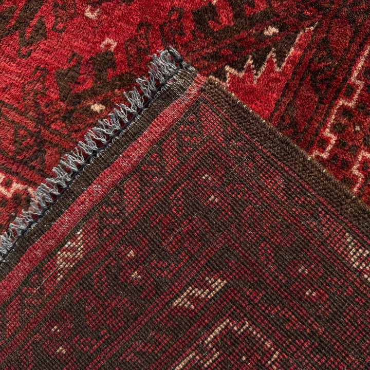 Red Afghan Khal Mohammadi Rug 6' 8" x 9' 5" Hand-Knotted border