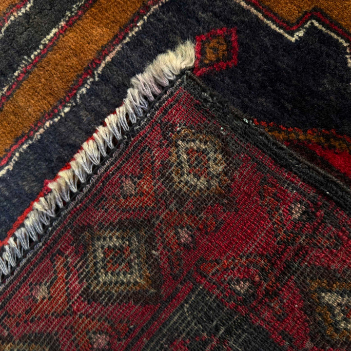 Afghan Baluchi Rug 4' 8" x 8' 7" Hand-Knotted border