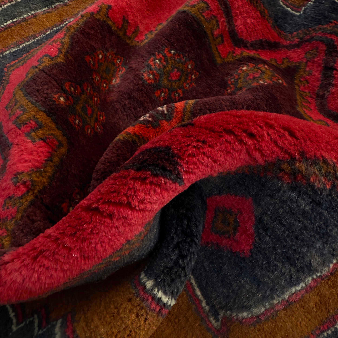 Afghan Baluchi Rug 4' 8" x 8' 7" Hand-Knotted texture