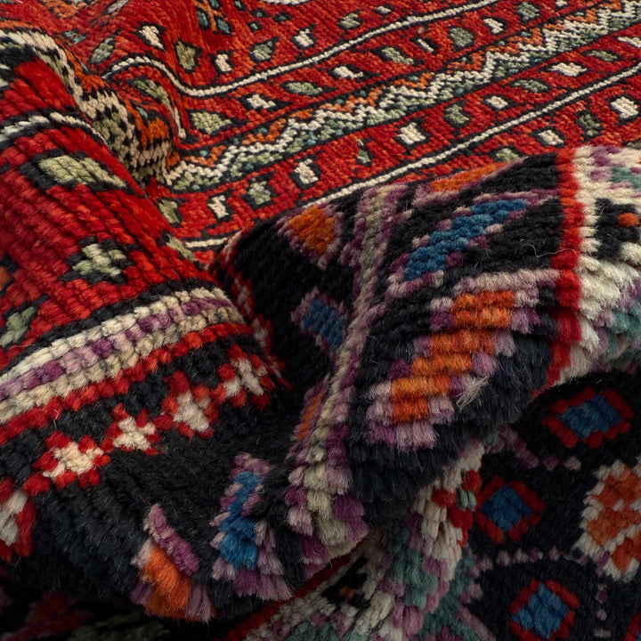 Red Afghan Shirazi Rug 6' 9" x 10' 0" Hand-Knotted texture