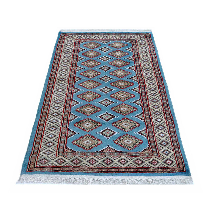Blue Pakistani Jaldar Rug 3' 1" x 5' 3" Hand-Knotted | No. AL37918