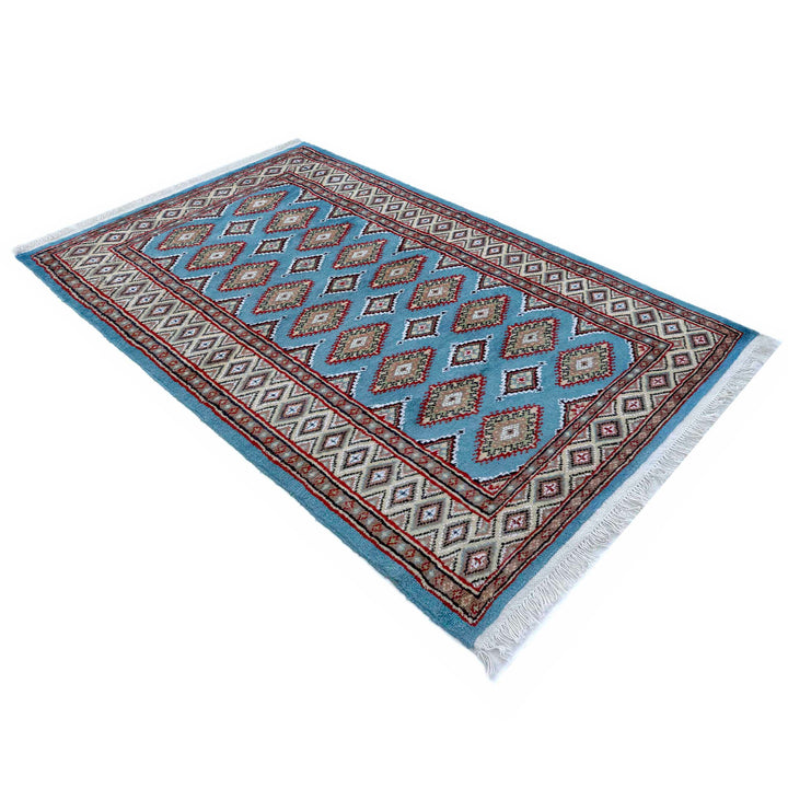 Blue Pakistani Jaldar Rug 3' 1" x 5' 3" Hand-Knotted | No. AL37918