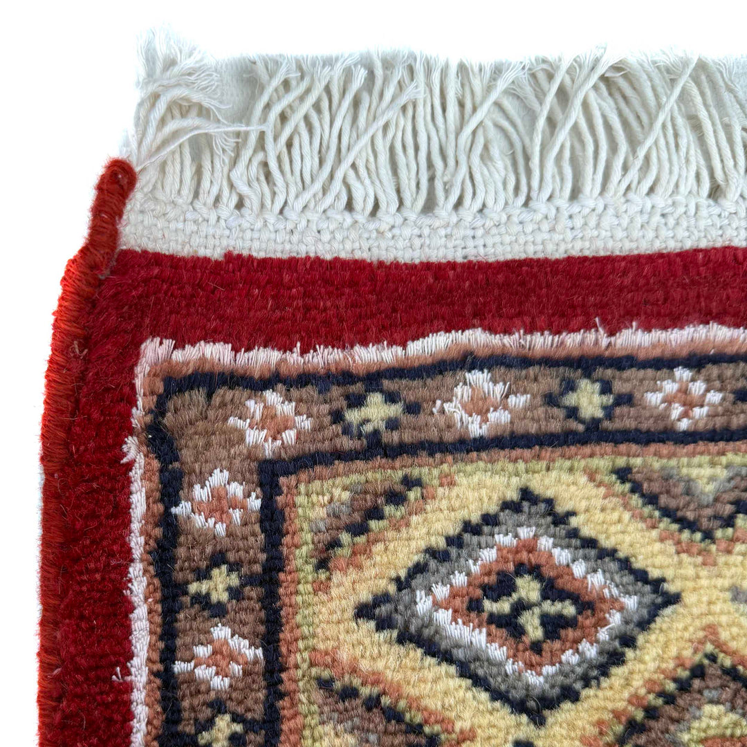 Red Pakistani Jaldar Rug 3' 1" x 5' 2" Hand-Knotted | No. AL77253