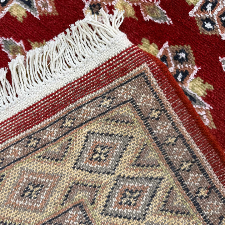 Red Pakistani Jaldar Rug 3' 1" x 5' 2" Hand-Knotted | No. AL77253