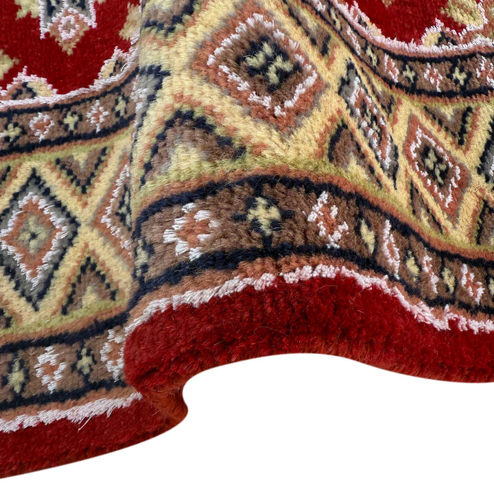 Red Pakistani Jaldar Rug 3' 1" x 5' 2" Hand-Knotted | No. AL77253