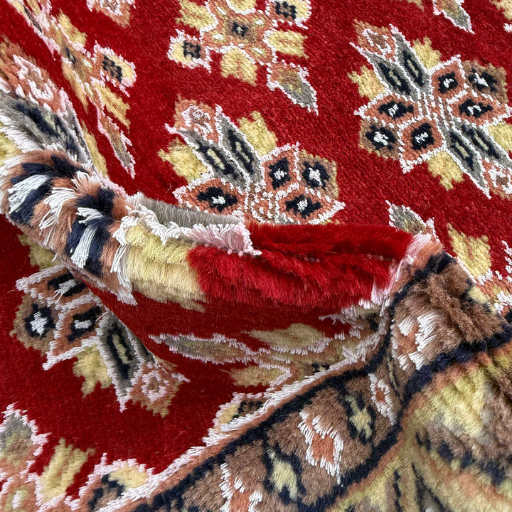 Red Pakistani Jaldar Rug 3' 1" x 5' 2" Hand-Knotted | No. AL77253