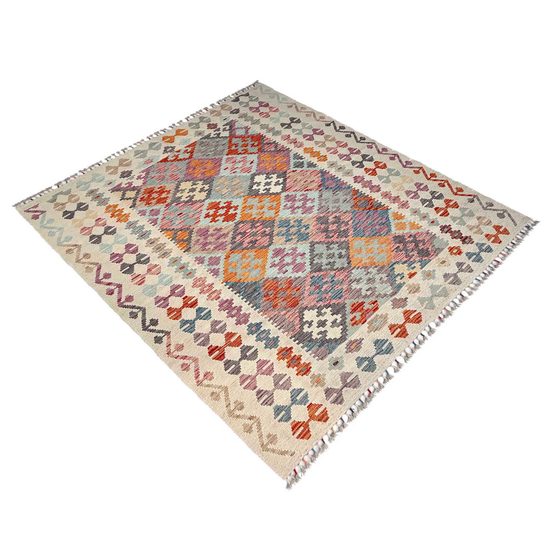 Afghan Vegetable Kilim Rug 5' 0" x 6' 7" Flat-Weave view