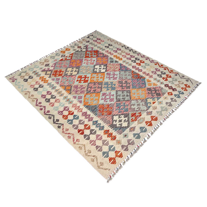 Afghan Vegetable Kilim Rug 5' 0" x 6' 7" Flat-Weave view