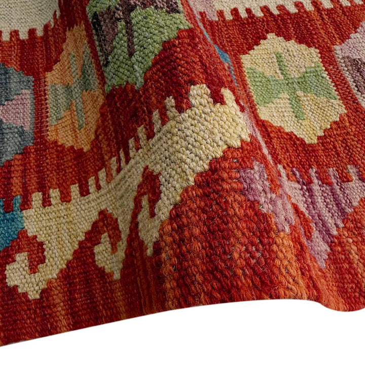 Afghan Vegetable Kilim Rug 5'1" x 6'8" Flat-Weave field