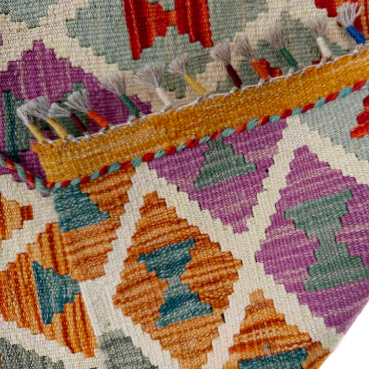 Afghan Vegetable Kilim Rug 2' 7" x 4' 3" Flat-Weave border