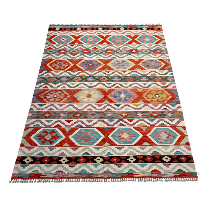 Afghan Vegetable Kilim Rug 6' 10" x 10' 2" Flat-Weave | No. AL57028