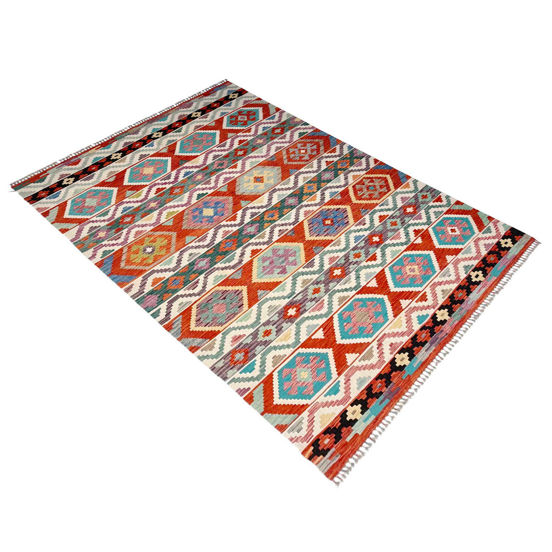 Afghan Vegetable Kilim Rug 6' 10" x 10' 2" Flat-Weave | No. AL57028
