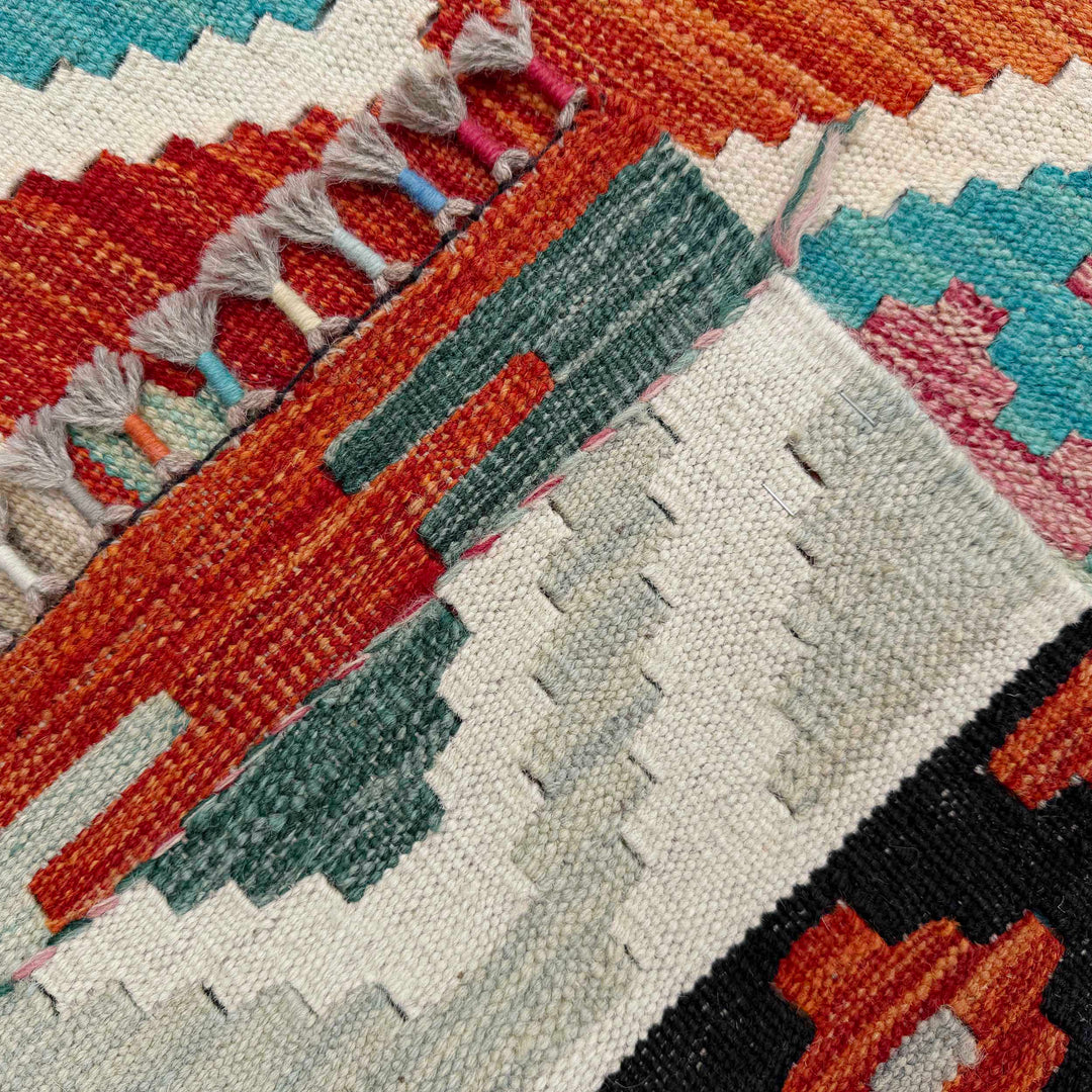 Afghan Vegetable Kilim Rug 6' 10" x 10' 2" Flat-Weave | No. AL57028