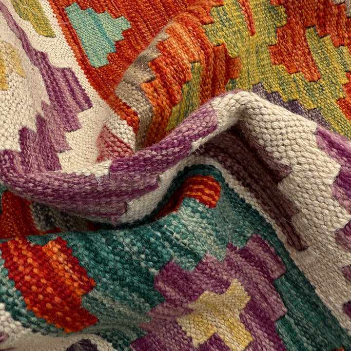 Afghan Vegetable Kilim Rug 6' 10" x 10' 2" Flat-Weave | No. AL57028