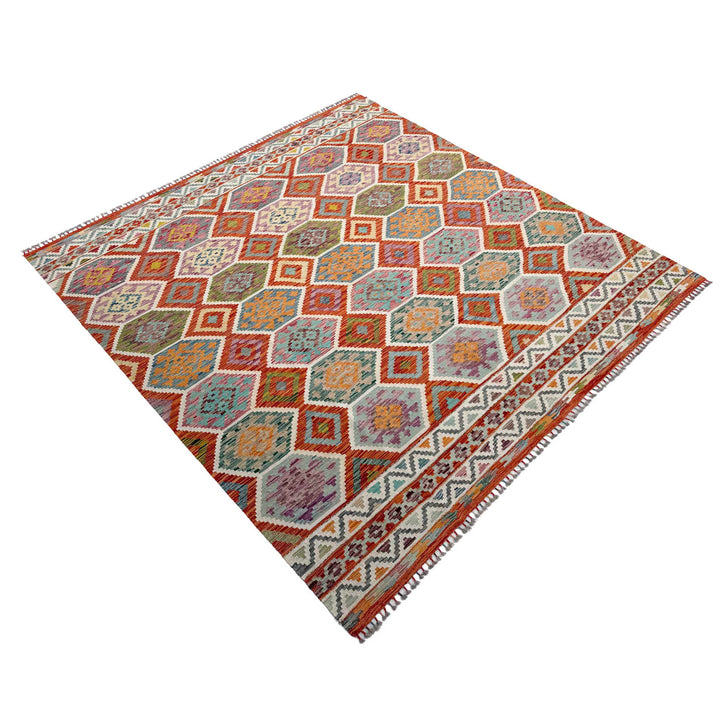 Afghan Vegetable Kilim Rug 8' 5" x 9' 9" Flat-Weave view