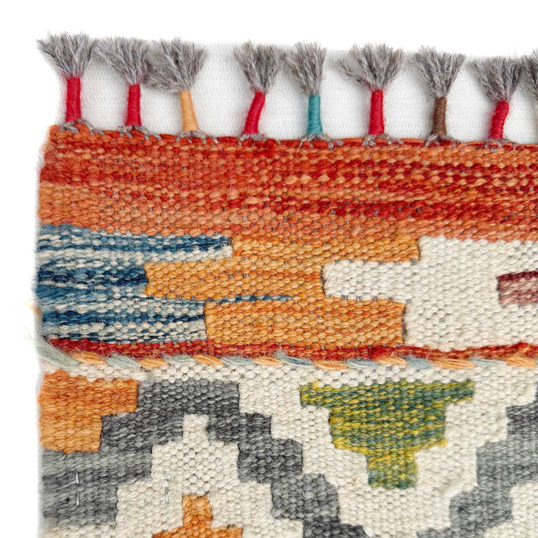 Afghan Vegetable Kilim Rug 8' 5" x 9' 9" Flat-Weave pattern